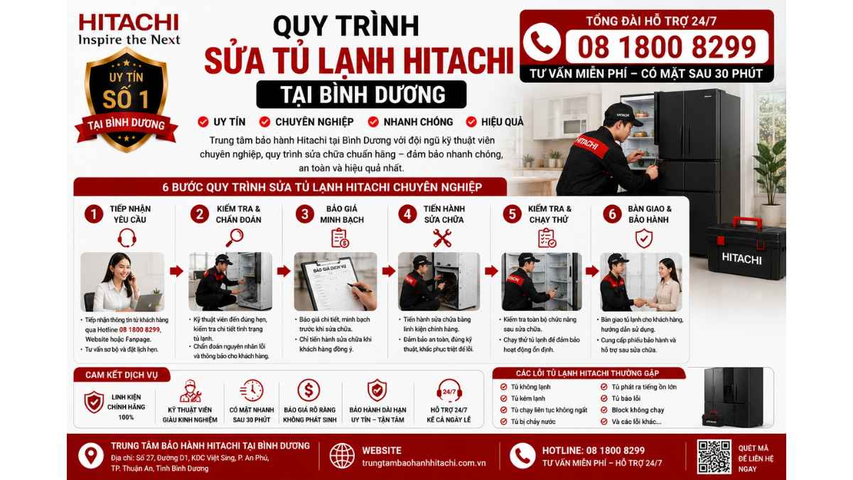 Quy Trình Sửa Tủ Lạnh Hitachi Tại Bình Dương https://trungtambaohanhhitachi.com.vn - Lh 08 1800 8299