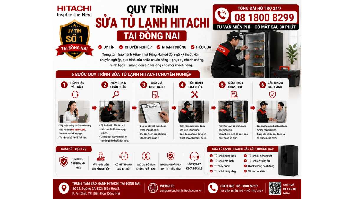 Quy Trình Sửa Tủ Lạnh Hitachi Tại Đồng Nai https://trungtambaohanhhitachi.com.vn - Lh 08 1800 8299