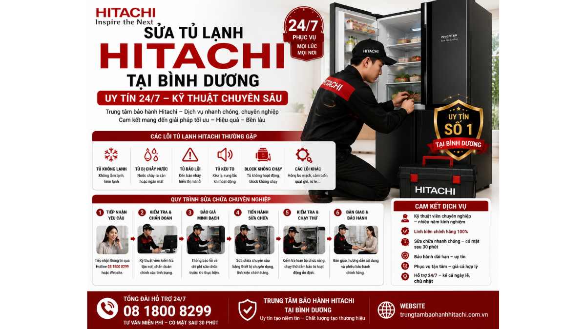 Sửa Tủ Lạnh Hitachi Tại Bình Dương Uy Tín 24/7 – Kỹ Thuật Chuyên Sâu https://trungtambaohanhhitachi.com.vn - Lh 08 1800 8299