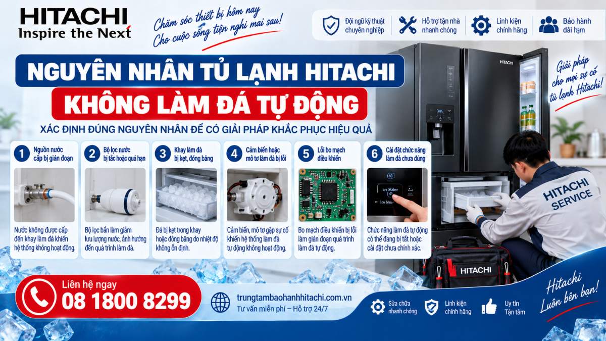 Nguyên Nhân Tủ Lạnh Hitachi Không Làm Đá Tự Động https://trungtambaohanhhitachi.com.vn Lh 08 1800 8299
