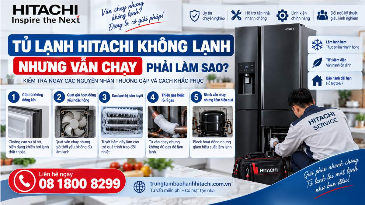 Tủ Lạnh Hitachi Không Lạnh Nhưng Vẫn Chạy Phải Làm Sao?https://trungtambaohanhhitachi.com.vn Lh 08 1800 8299