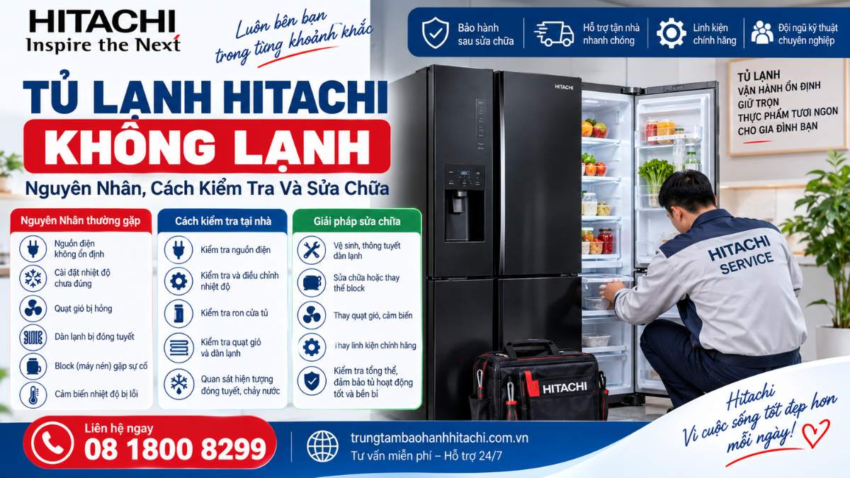 Tủ Lạnh Hitachi Không Lạnh – Nguyên Nhân, Cách Kiểm Tra Và Sửa Chữa https://trungtambaohanhhitachi.com.vn Lh 08 1800 8299 ảnh ngang